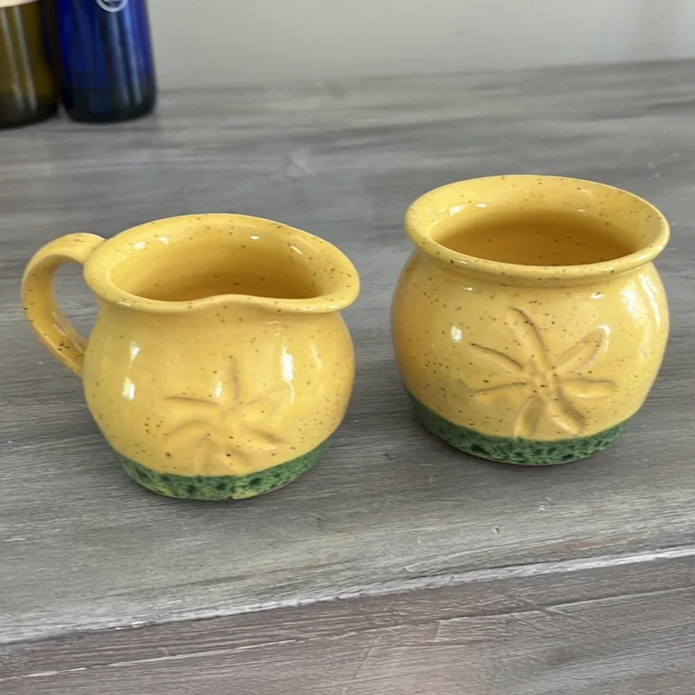 Handcrafted Pottery Sugar and Creamer Set